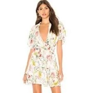 Parker Fillipa 100% Silk Floral Ruffle Mini Faux‎ Dress Size 10